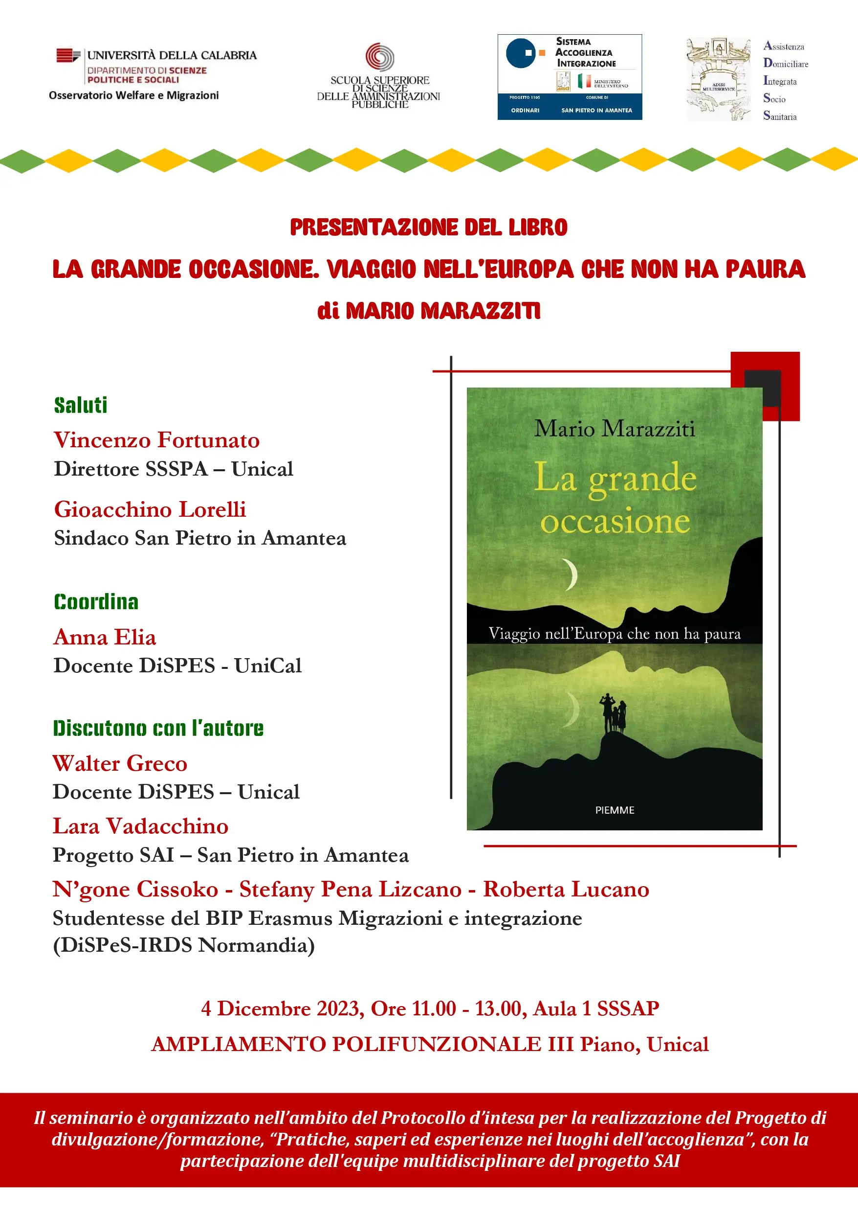 Presentazione del libro
“La grande occasione. Viaggio nell’Europa che non ha paura”