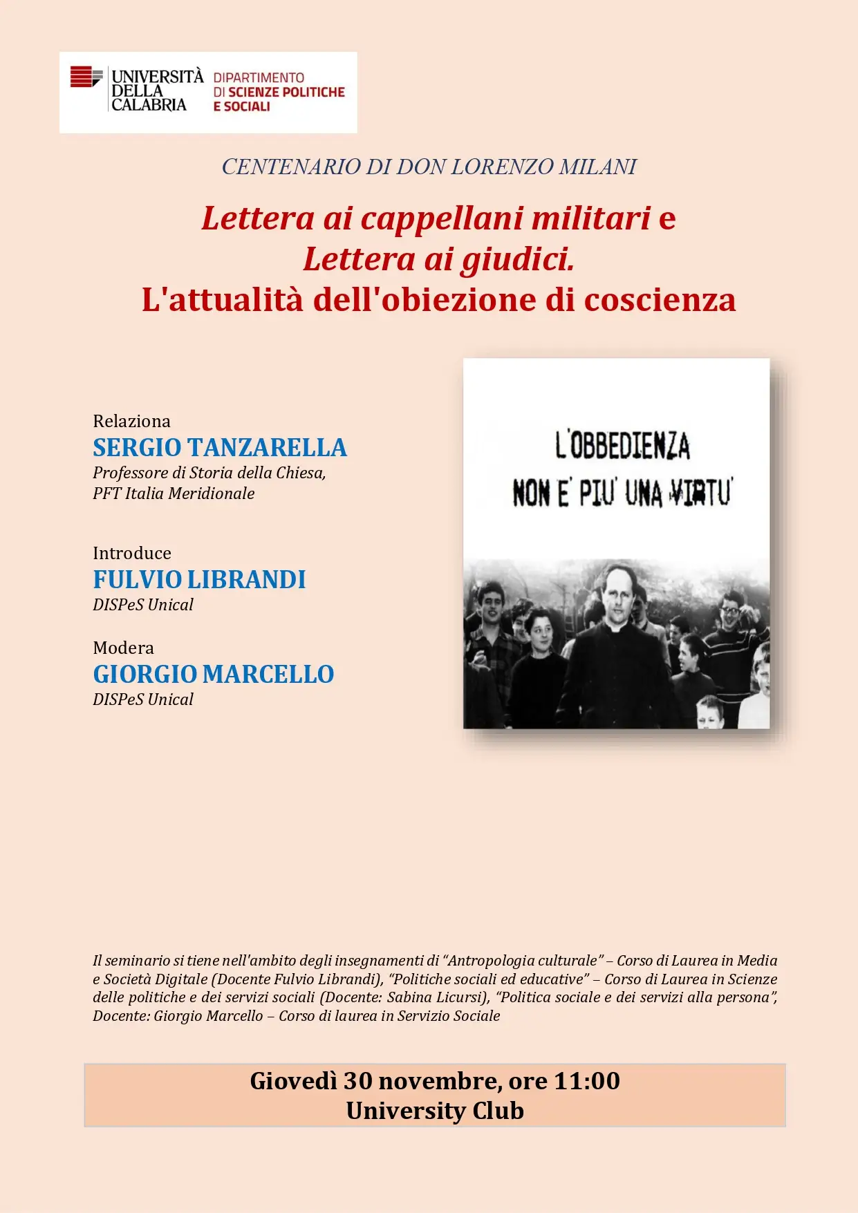 La lettera ai cappellani militari e la lettera ai giudici. L'attualità dell'obiezione di coscienza La lettera ai cappellani militari e la lettera ai giudici. L'attualità dell'obiezione di coscienza