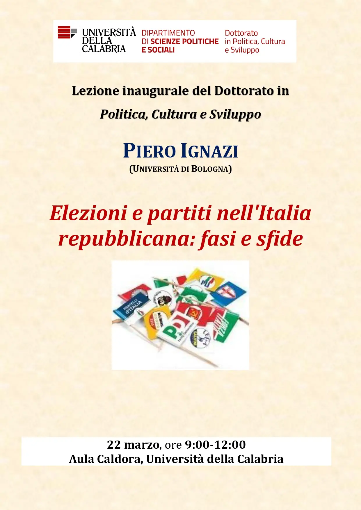 LEZIONE INAUGURALE DEL DOTTORATO "Elezioni e partiti nell'Italia repubblicana: fasi e sfide"
