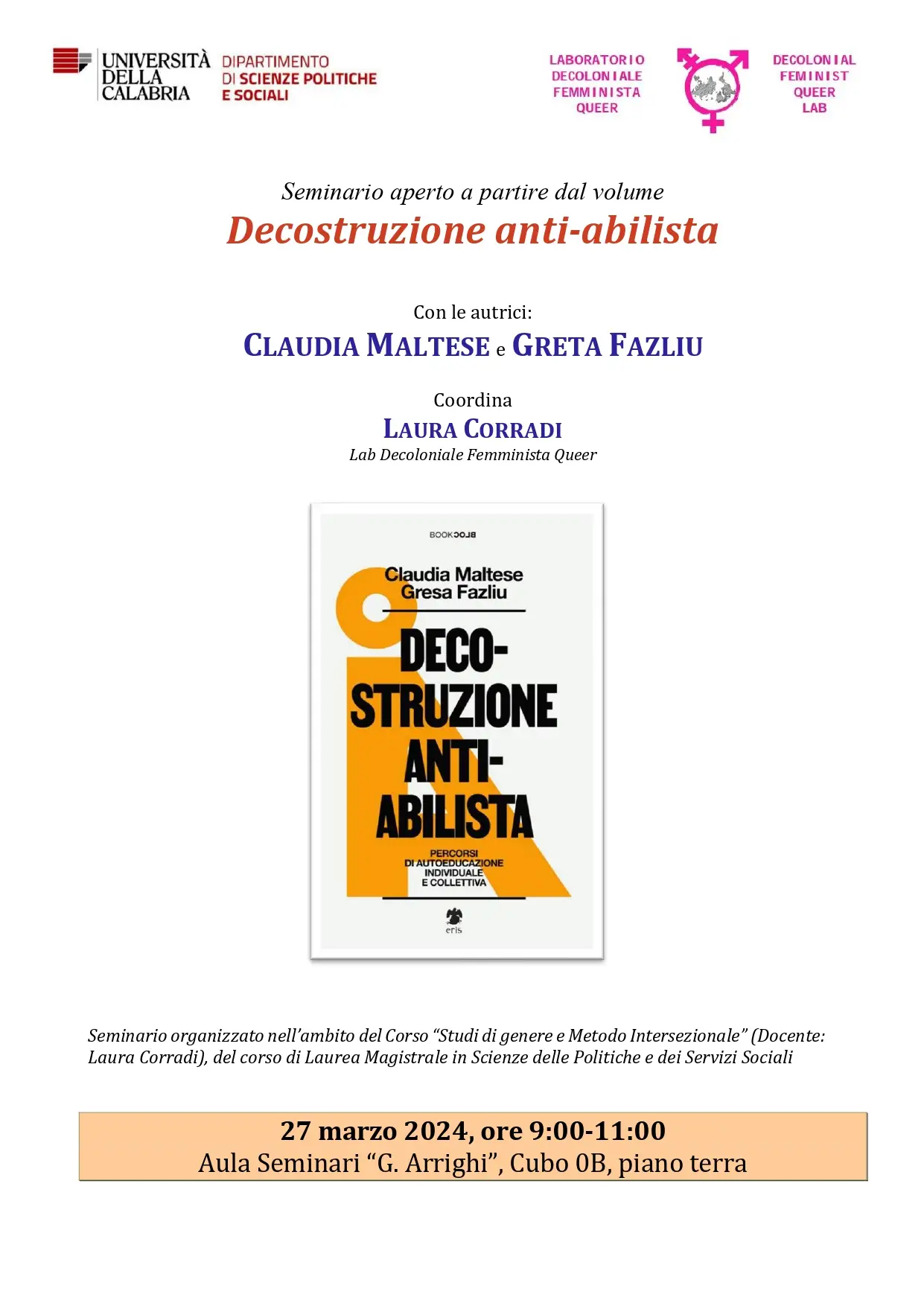 Presentazione del volume “Decostruzione anti-abilista” Presentazione del volume “Decostruzione anti-abilista”